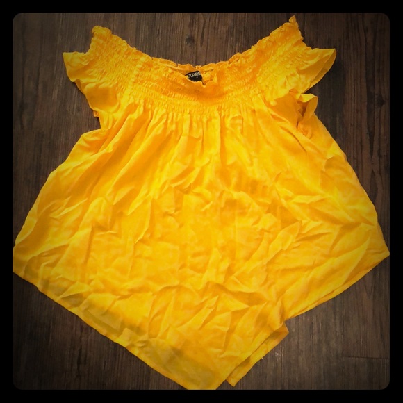 Express Tops - Express Off the Shoulder Hankerchief Hem Top M